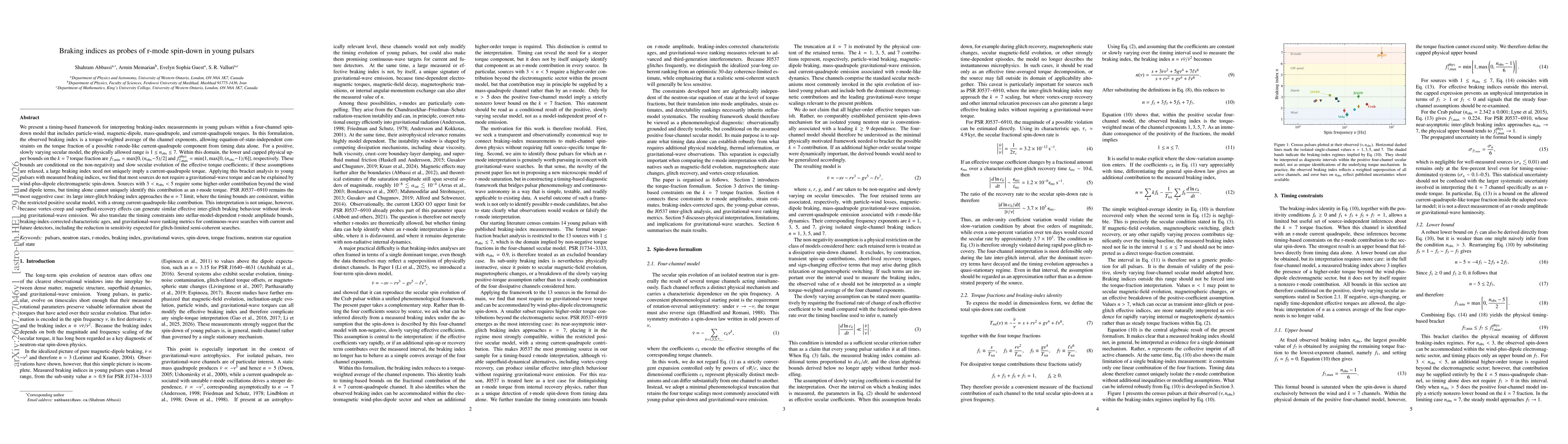 Thumbnail for Braking indices as probes of r-mode spin-down in young pulsars