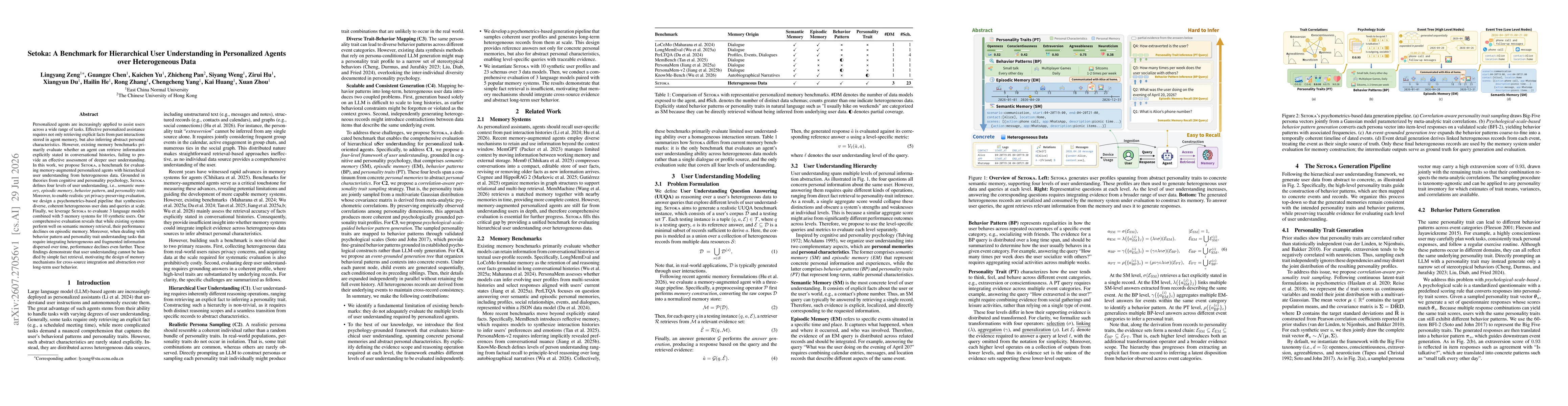 Thumbnail for Setoka: A Benchmark for Hierarchical User Understanding in Personalized Agents over Heterogeneous Data