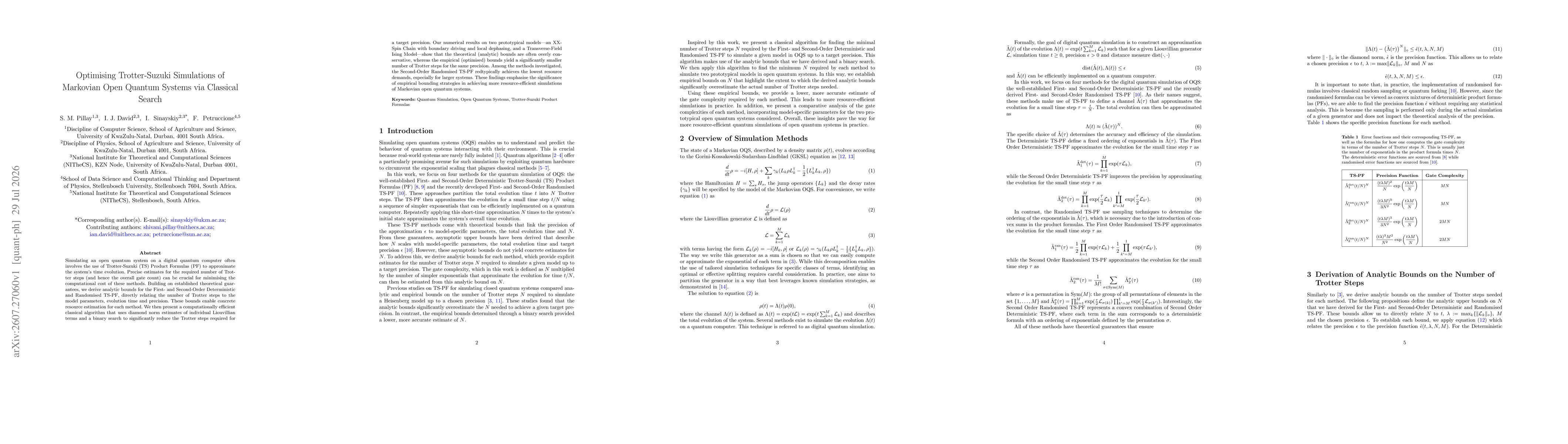 Thumbnail for Optimising Trotter-Suzuki Simulations of Markovian Open Quantum Systems via Classical Search