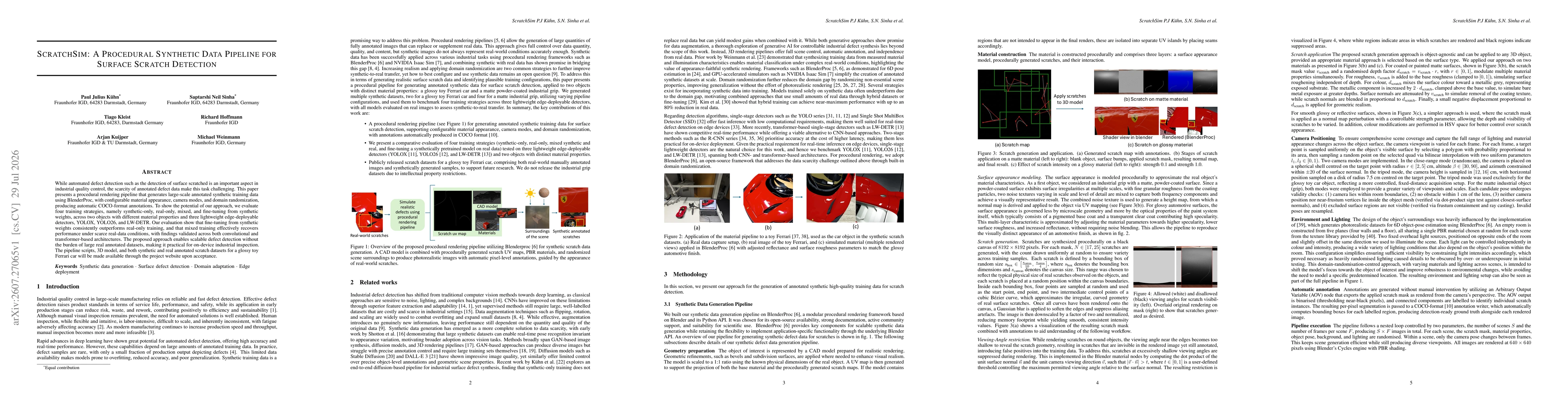 Thumbnail for ScratchSim: A Procedural Synthetic Data Pipeline for Surface Scratch Detection