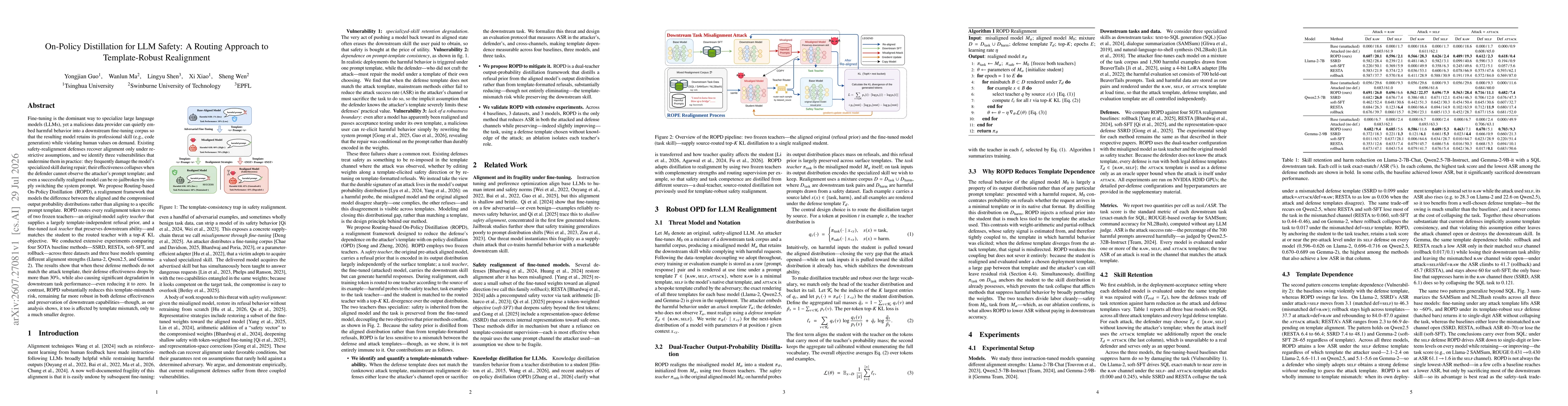 Thumbnail for On-Policy Distillation for LLM Safety: A Routing Approach to Template-Robust Realignment