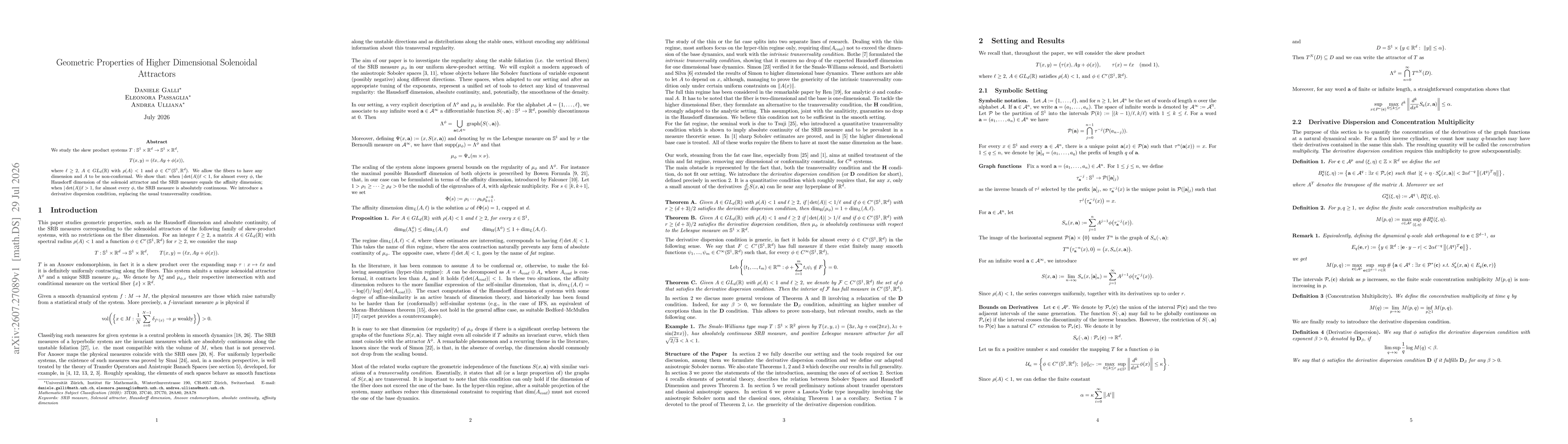 Thumbnail for Geometric Properties of Higher Dimensional Solenoidal Attractors