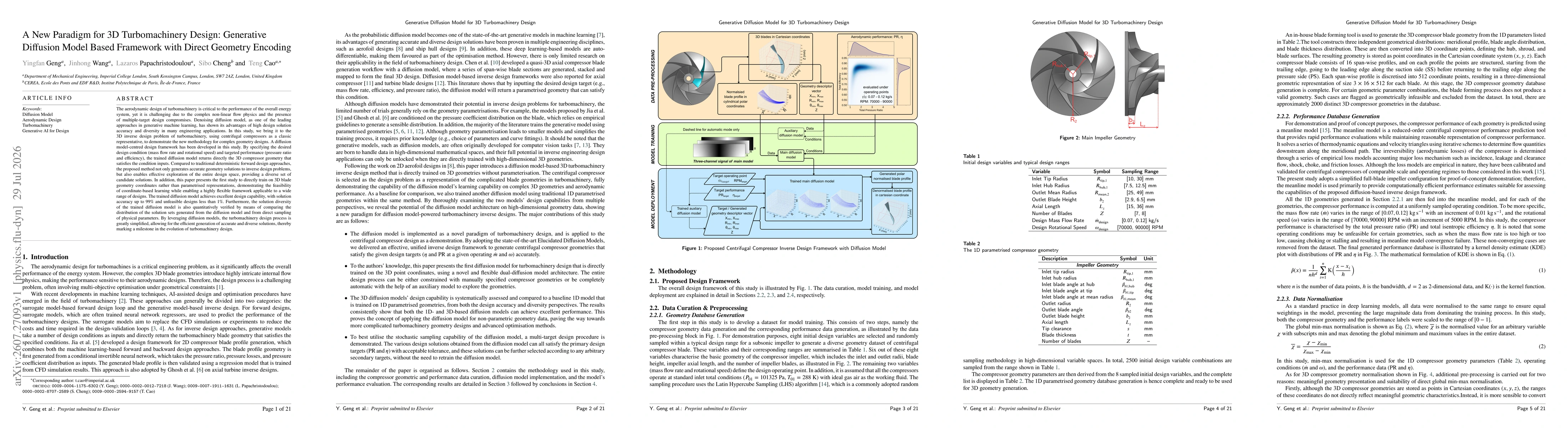 Thumbnail for A New Paradigm for 3D Turbomachinery Design: Generative Diffusion Model Based Framework with Direct Geometry Encoding