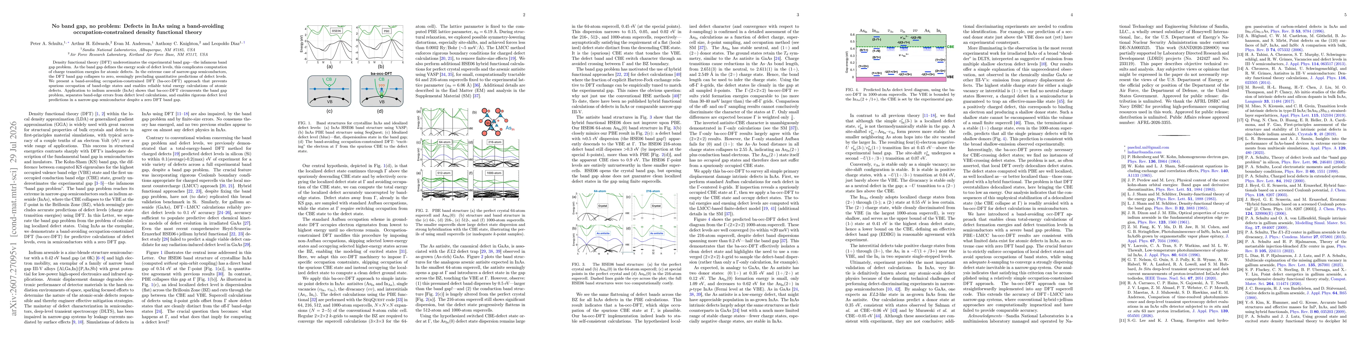 Thumbnail for No band gap, no problem: Defects in InAs using a band-avoiding occupation-constrained density functional theory