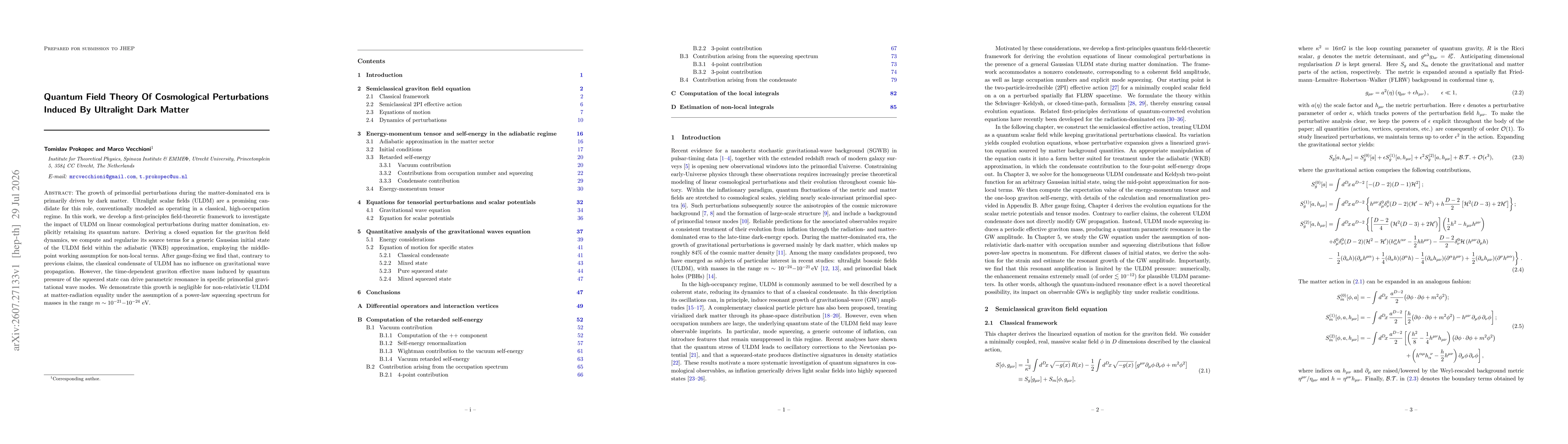 Thumbnail for Quantum Field Theory Of Cosmological Perturbations Induced By Ultralight Dark Matter