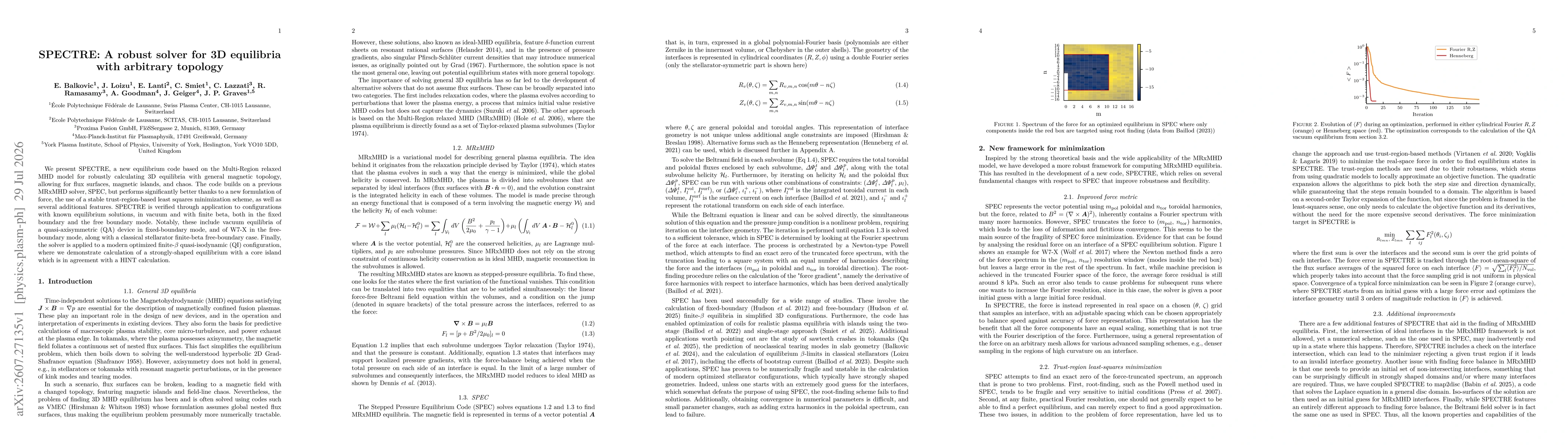 Thumbnail for SPECTRE: A robust solver for 3D equilibria with arbitrary topology