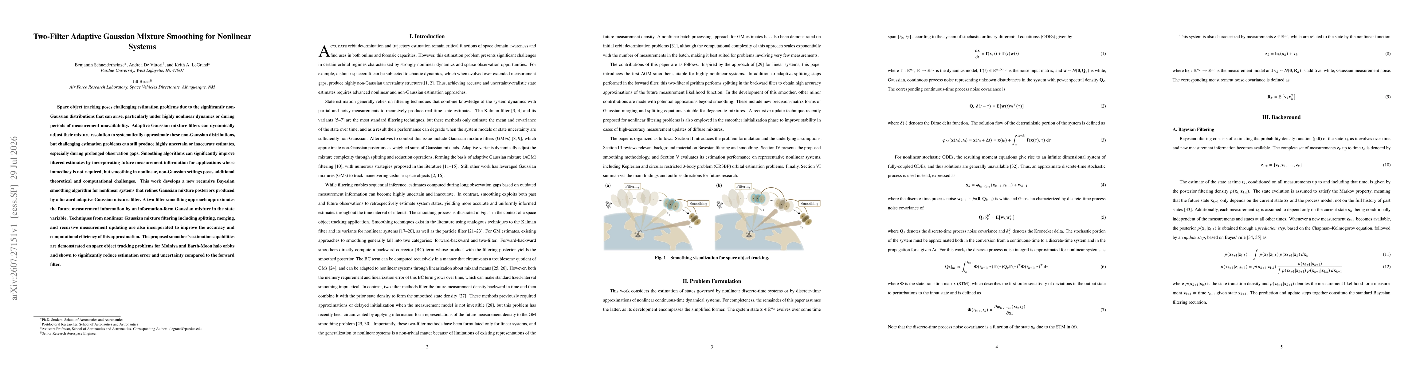 Thumbnail for Two-Filter Adaptive Gaussian Mixture Smoothing for Nonlinear Systems