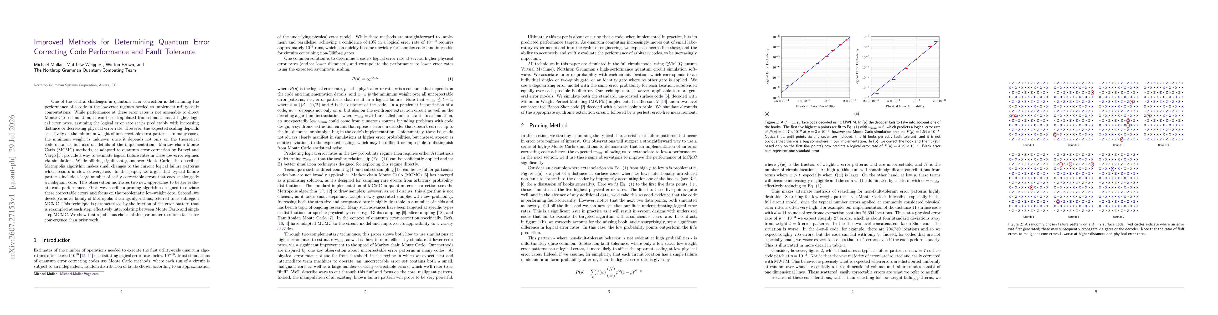 Thumbnail for Improved Methods for Determining Quantum Error Correcting Code Performance and Fault Tolerance