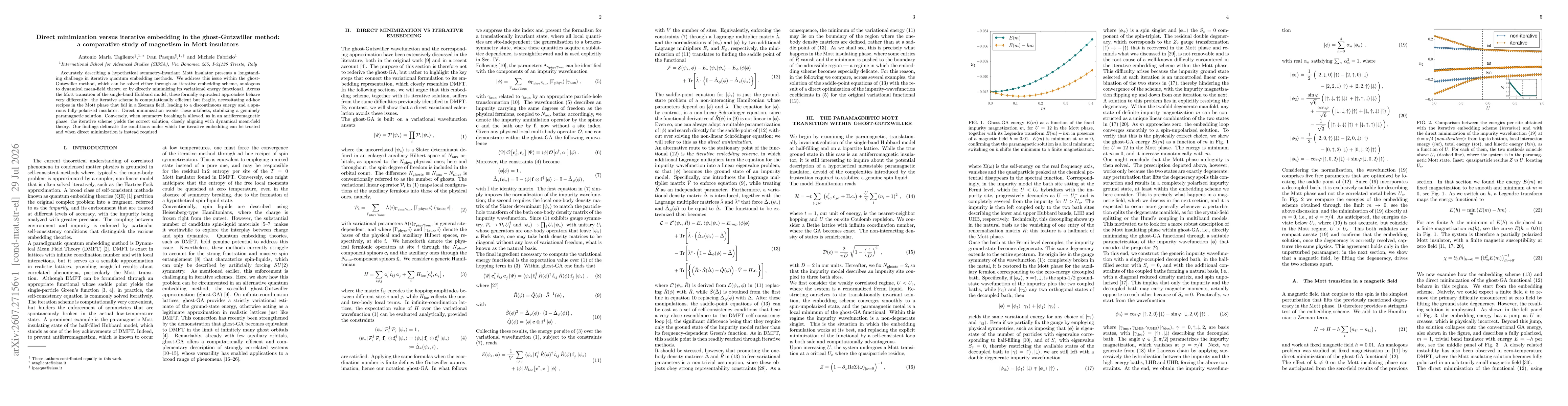 Thumbnail for Direct minimization versus iterative embedding in the ghost-Gutzwiller method: a comparative study of magnetism in Mott insulators