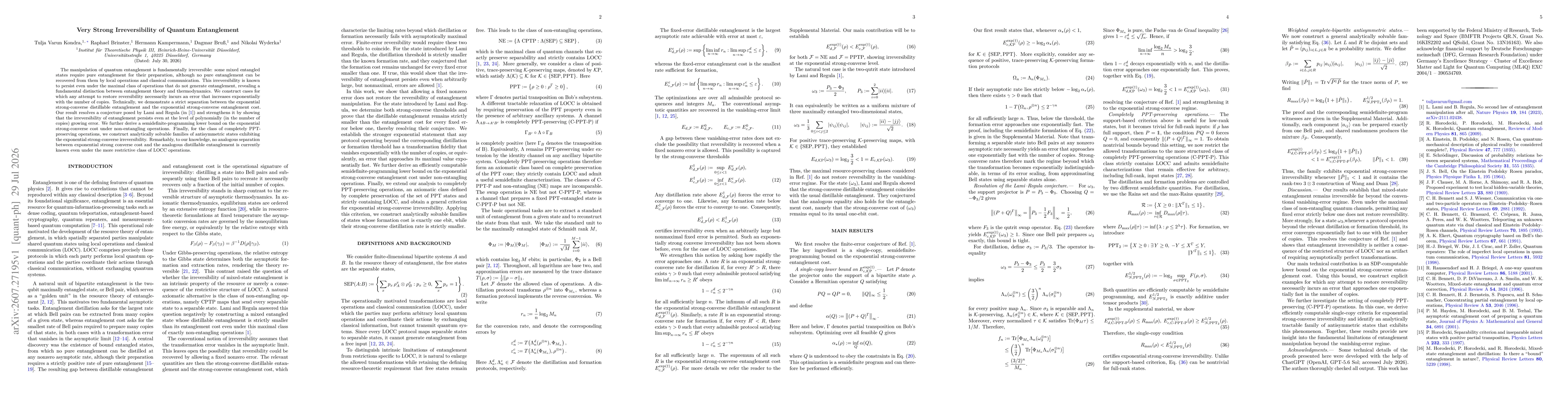 Thumbnail for Very Strong Irreversibility of Quantum Entanglement