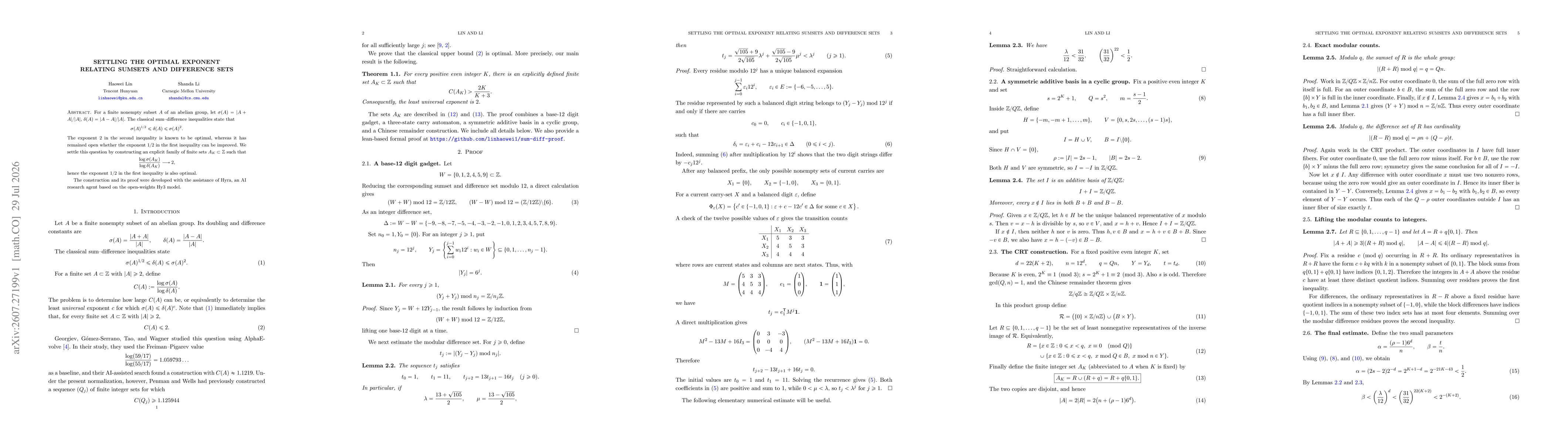 Thumbnail for Settling the Optimal Exponent Relating Sumsets and Difference Sets