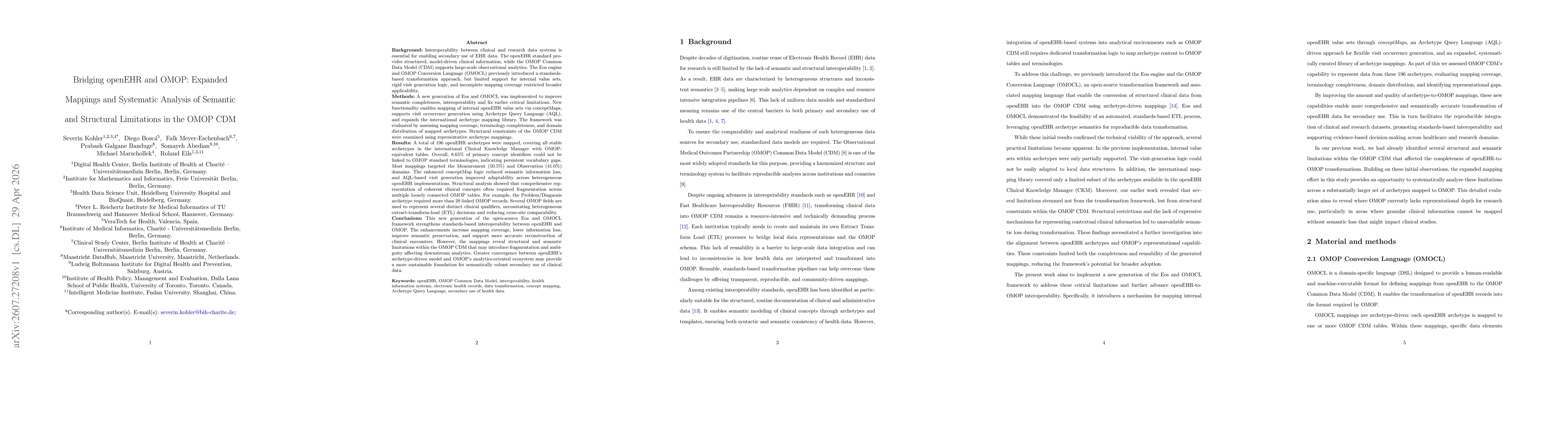 Thumbnail for Bridging openEHR and OMOP: Expanded Mappings and Systematic Analysis of Semantic and Structural Limitations in the OMOP CDM