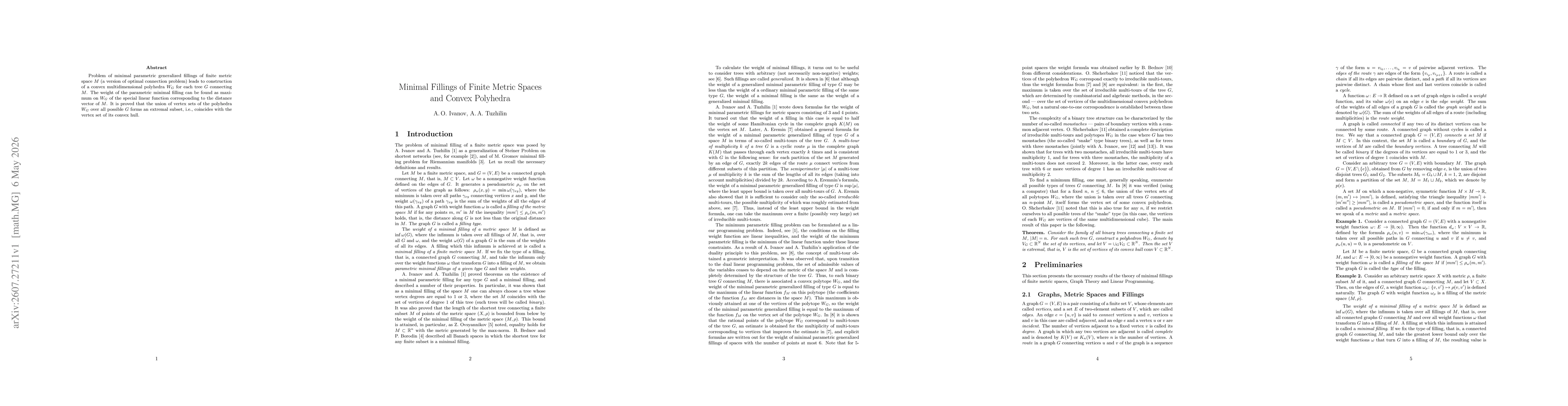 Thumbnail for Minimal Fillings of Finite Metric Spaces and Convex Polyhedra