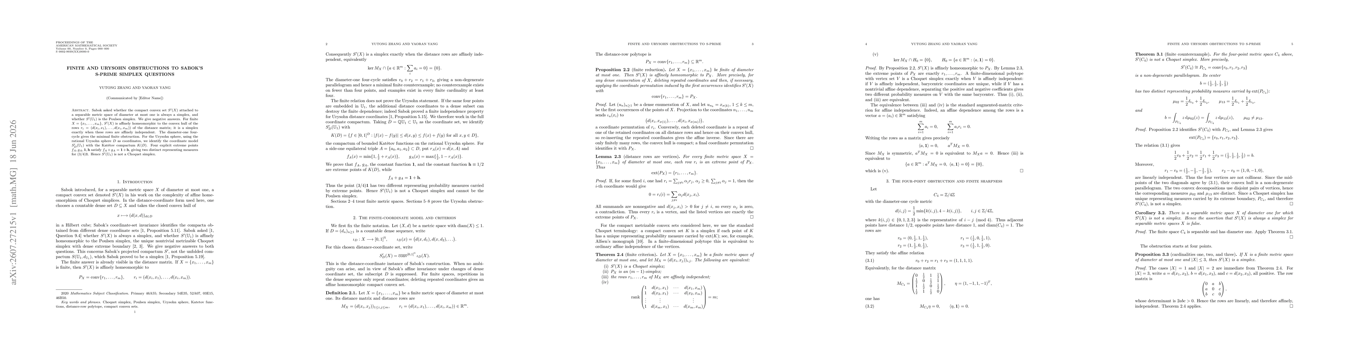 Thumbnail for Finite and Urysohn obstructions to Sabok's S-prime simplex questions