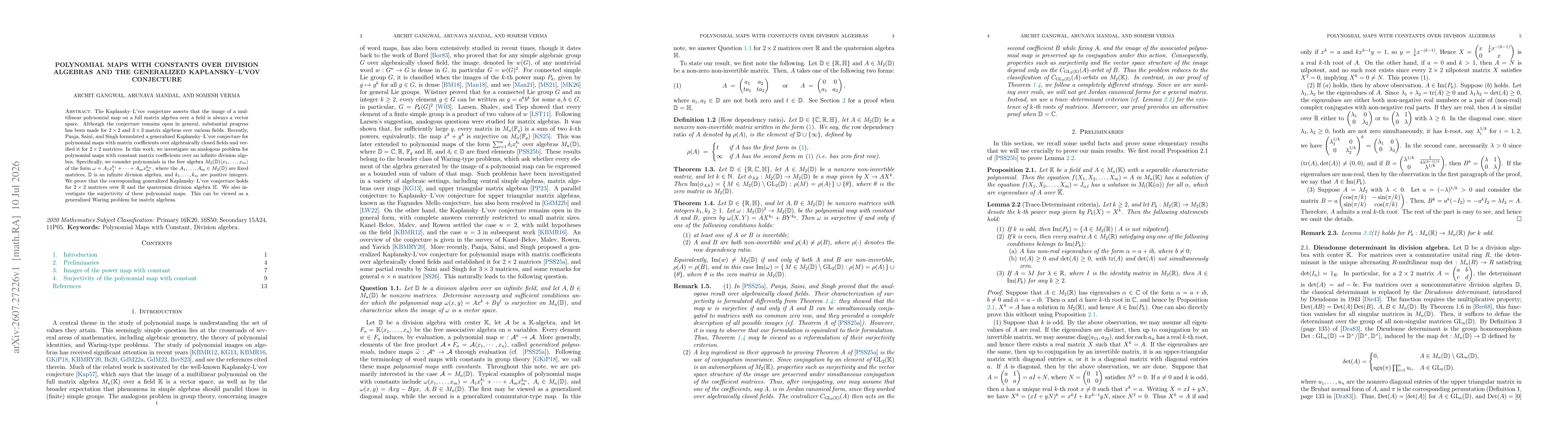Thumbnail for Polynomial Maps with Constants over Division Algebras and the Generalized Kaplansky--L'vov Conjecture