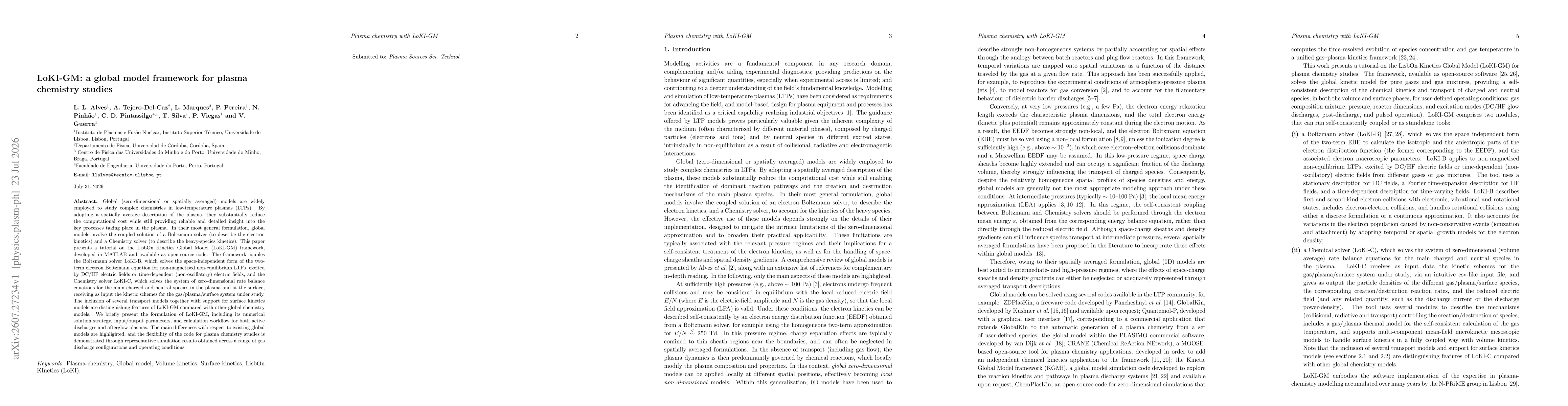 Thumbnail for LoKI-GM: a global model framework for plasma chemistry studies