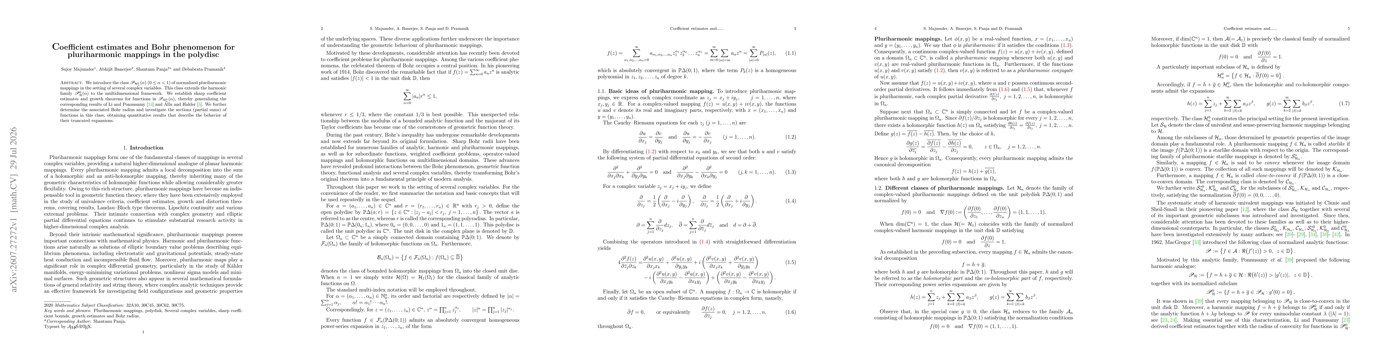 Thumbnail for Coefficient estimates and Bohr phenomenon for pluriharmonic mappings in the polydisc