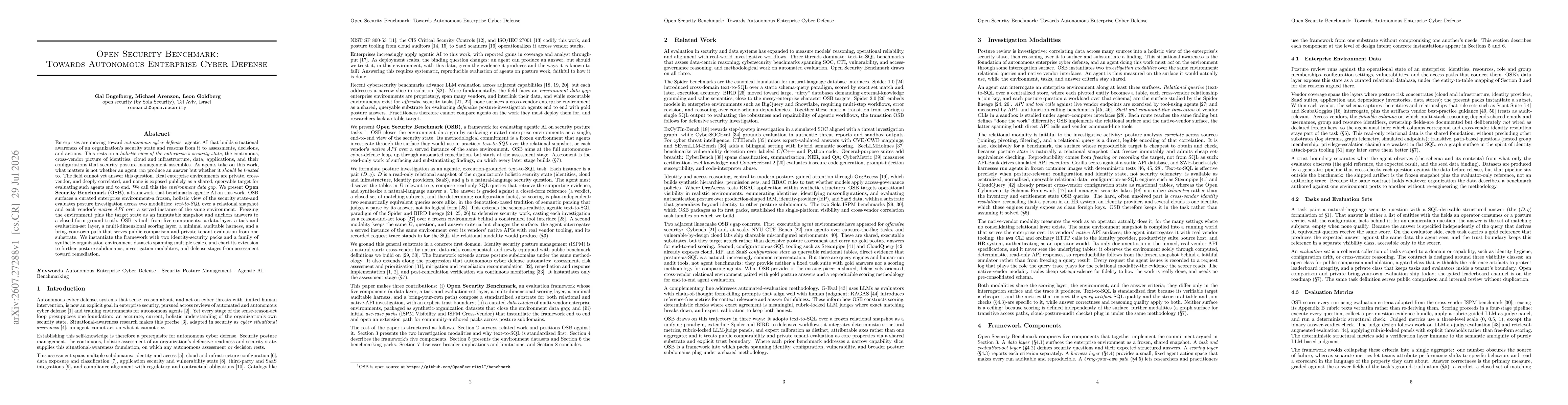 Thumbnail for Open Security Benchmark: Towards Autonomous Enterprise Cyber Defense