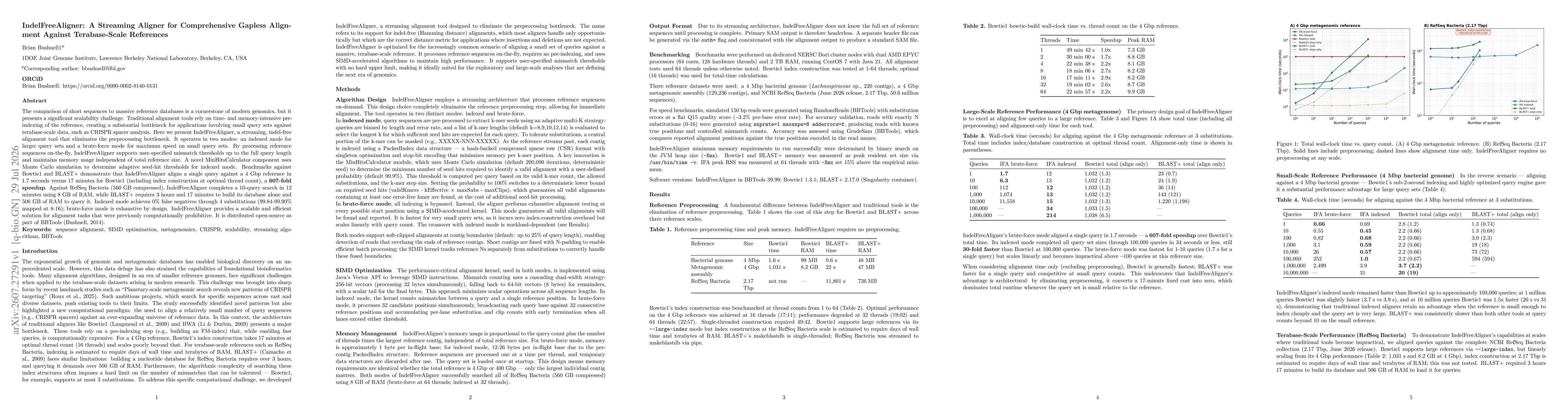 Thumbnail for IndelFreeAligner: A Streaming Aligner for Comprehensive Gapless Alignment Against Terabase-Scale References