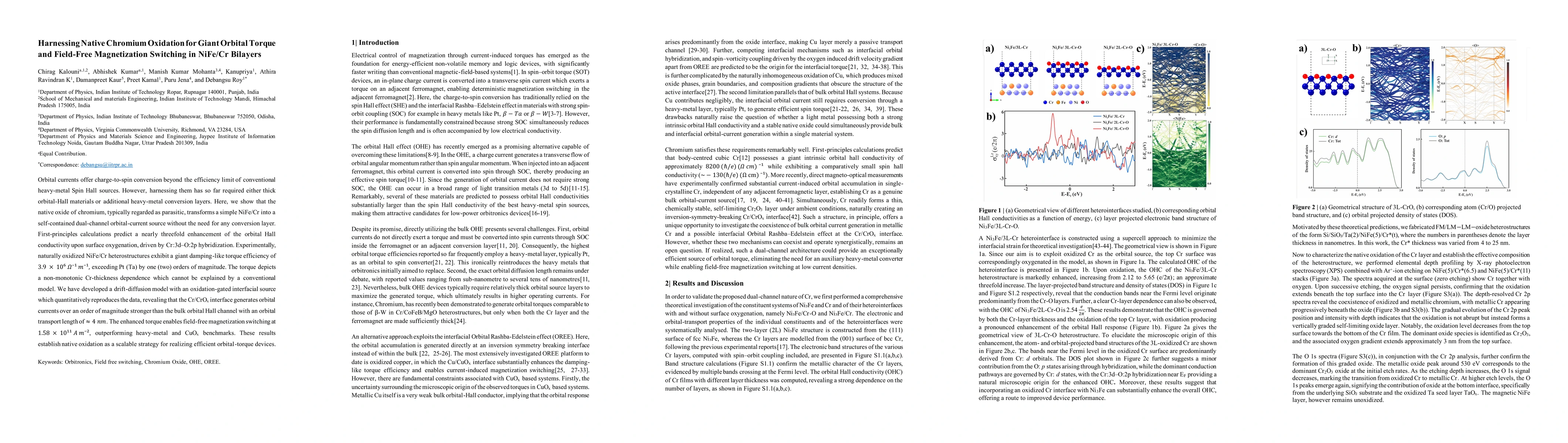 Thumbnail for Harnessing Native Chromium Oxidation for Giant Orbital Torque and Field-Free Magnetization Switching in NiFe/Cr Bilayers