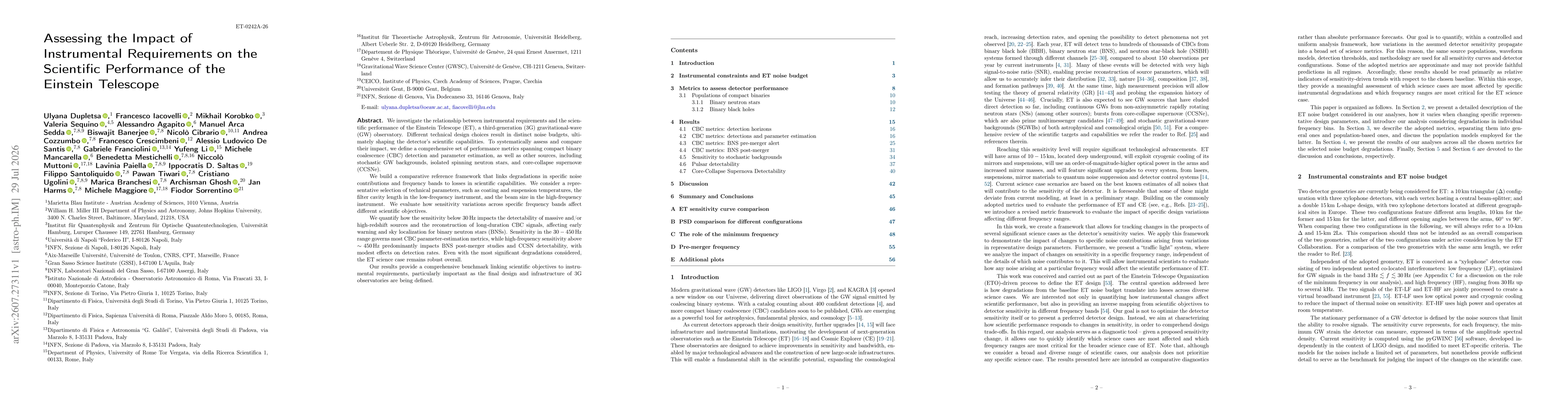 Thumbnail for Assessing the Impact of Instrumental Requirements on the Scientific Performance of the Einstein Telescope