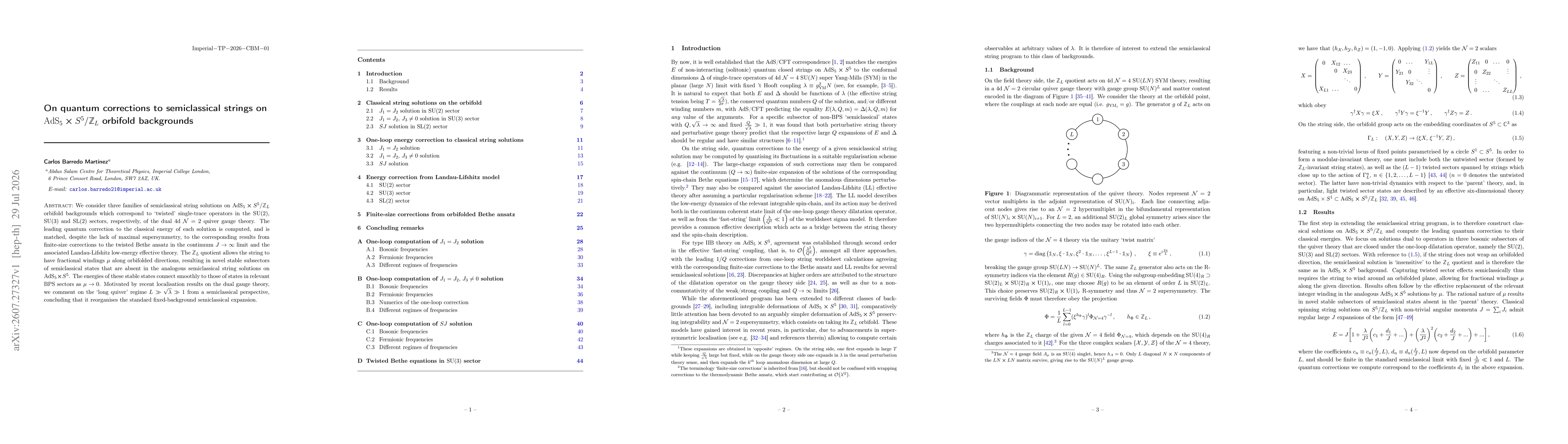 Thumbnail for On quantum corrections to semiclassical strings on $\mathrm{AdS}_5\times S^5/\mathbb{Z}_{L}$ orbifold backgrounds