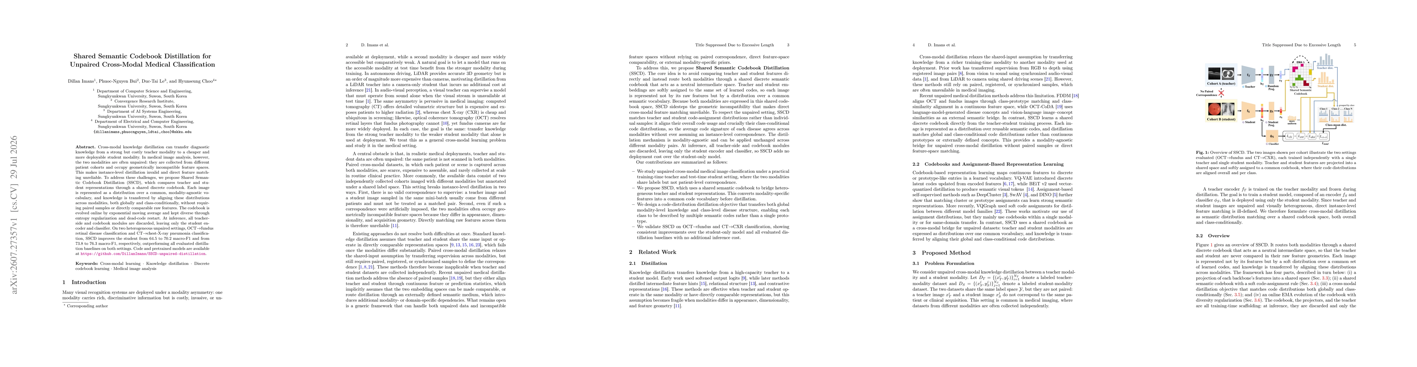 Thumbnail for Shared Semantic Codebook Distillation for Unpaired Cross-Modal Medical Classification