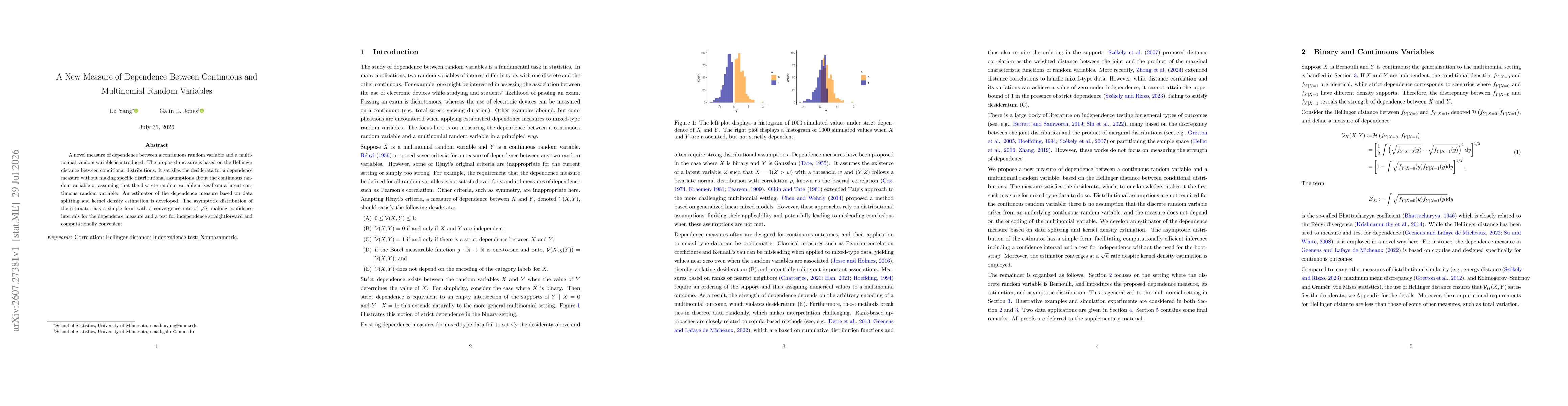 Thumbnail for A New Measure of Dependence Between Continuous and Multinomial Random Variables