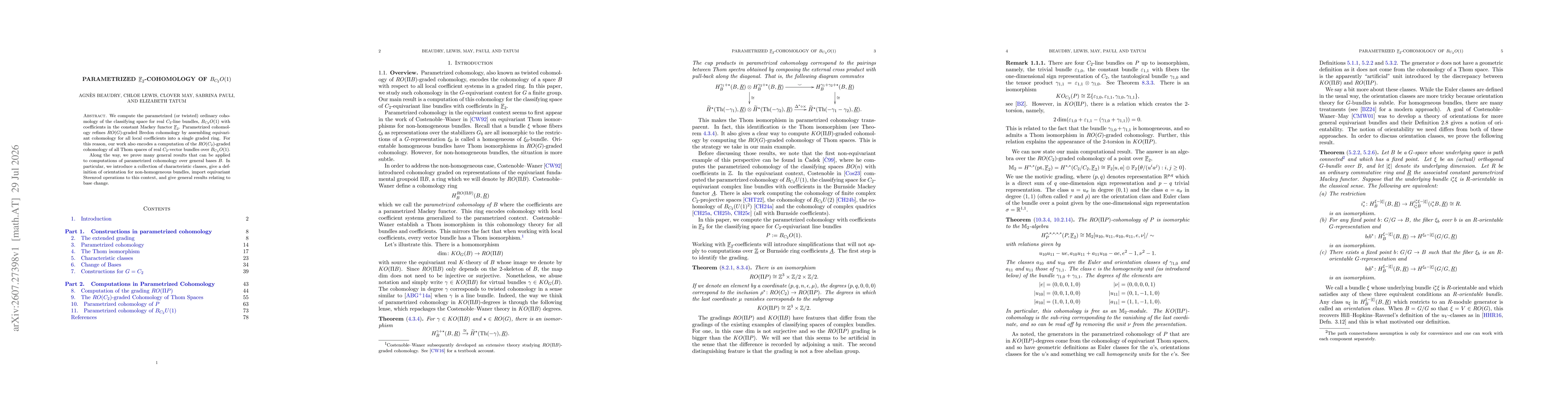 Thumbnail for Parametrized $\underline{\mathbb{F}}_2$-Cohomology of $B_{C_2}O(1)$