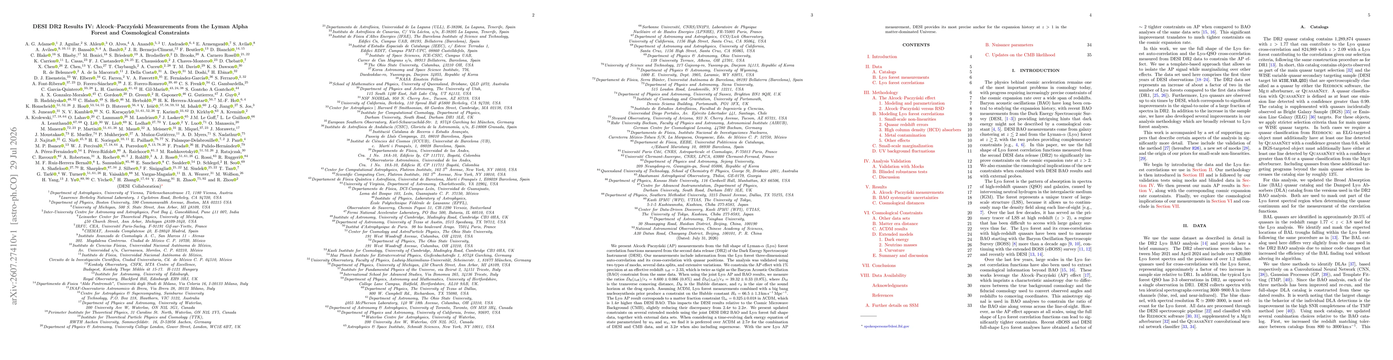 Thumbnail for DESI DR2 Results IV: Alcock-Paczyński Measurements from the Lyman Alpha Forest and Cosmological Constraints