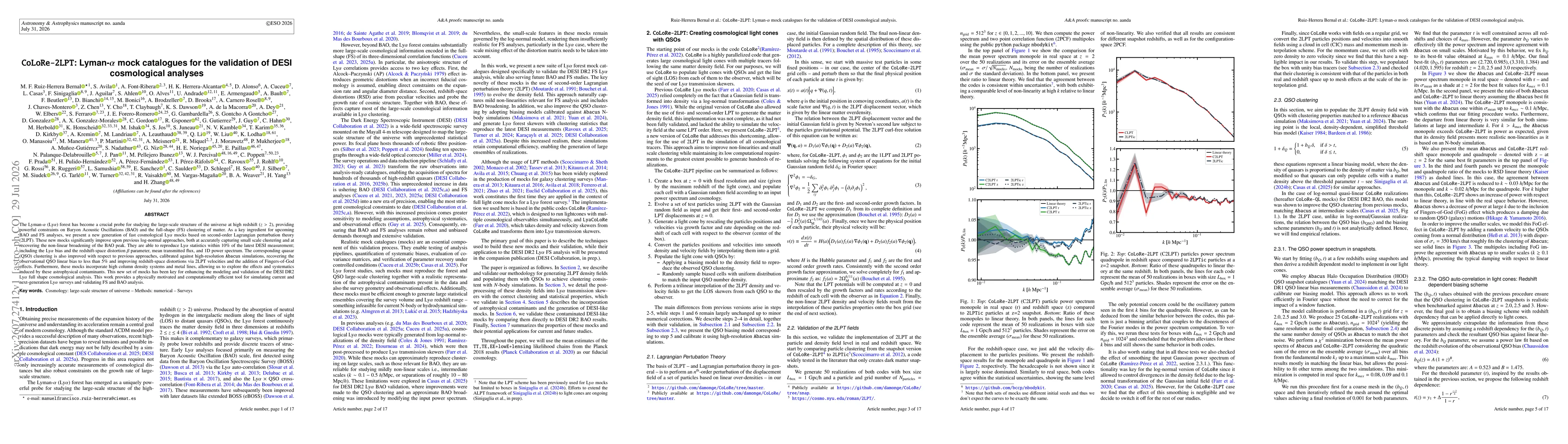 Thumbnail for CoLoRe-2LPT: Lyman-$α$ mock catalogues for the validation of DESI cosmological analyses