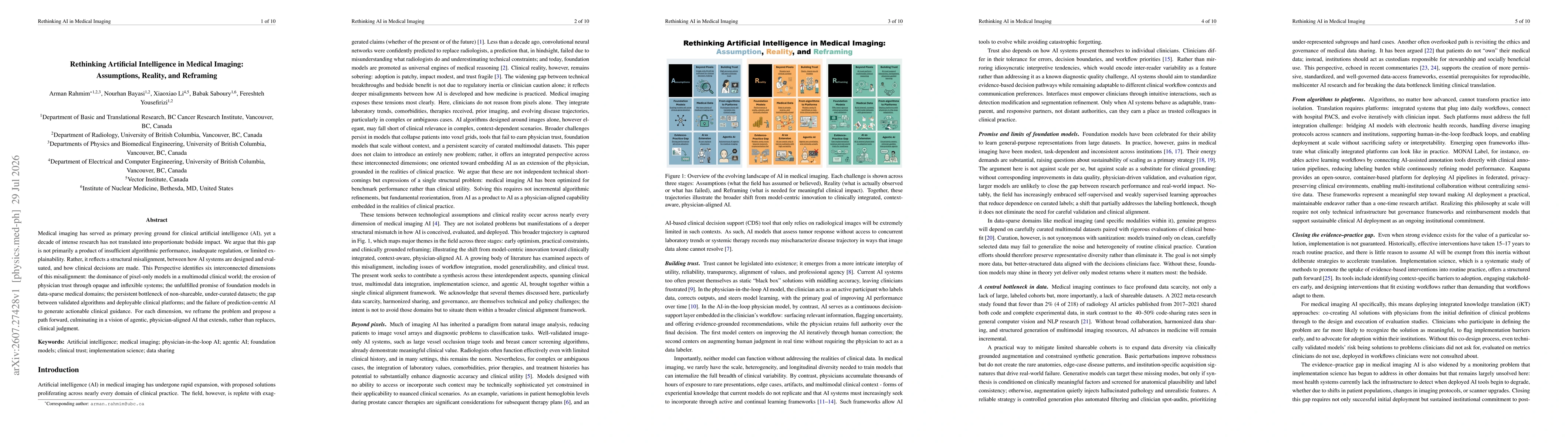 Thumbnail for Rethinking Artificial Intelligence in Medical Imaging: Assumptions, Reality, and Reframing