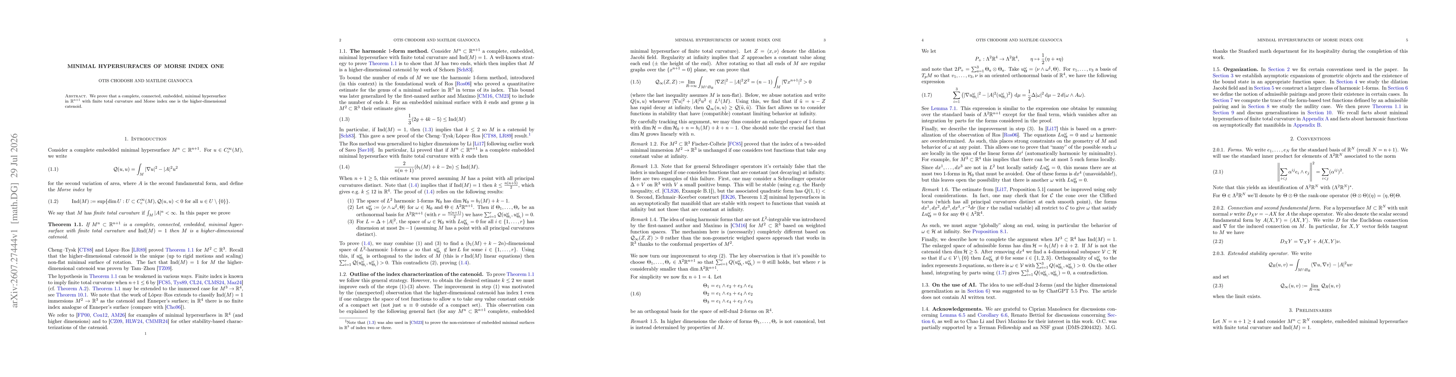 Thumbnail for Minimal hypersurfaces of Morse index one