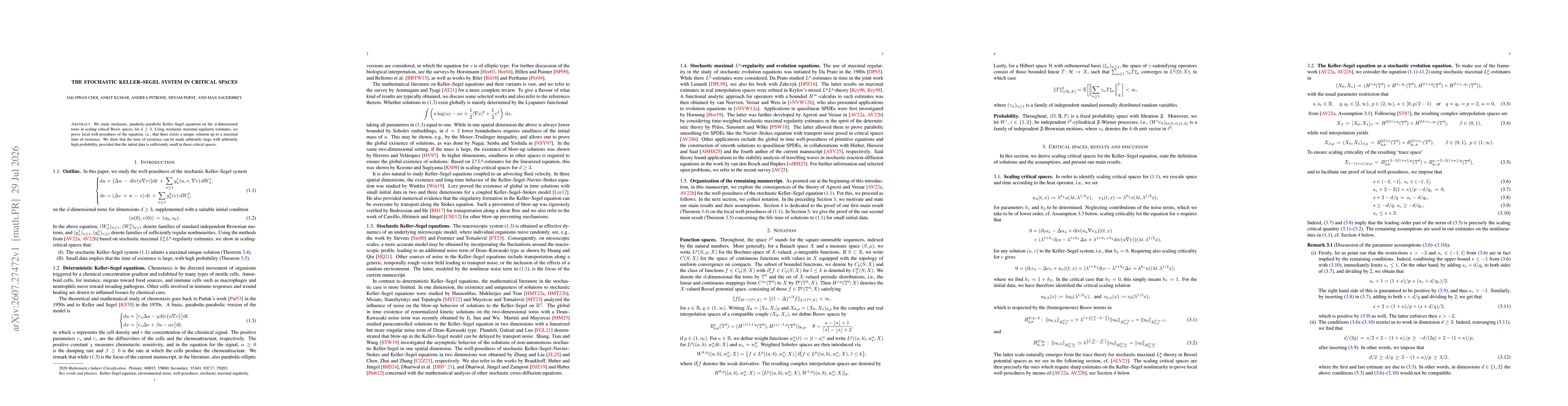 Thumbnail for The stochastic Keller--Segel system in critical spaces