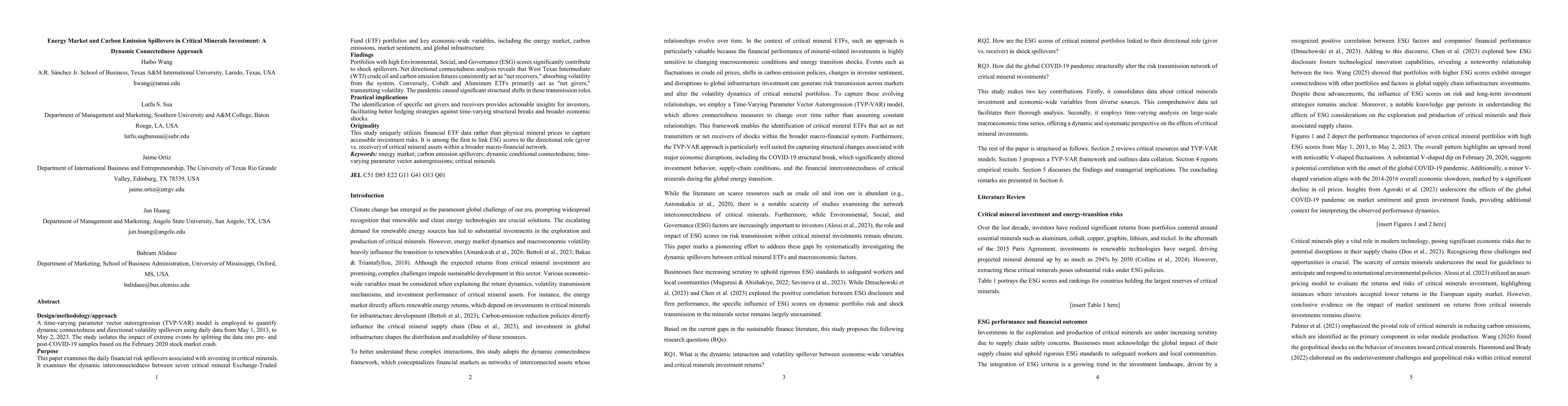 Thumbnail for Energy Market and Carbon Emission Spillovers in Critical Minerals Investment: A Dynamic Connectedness Approach