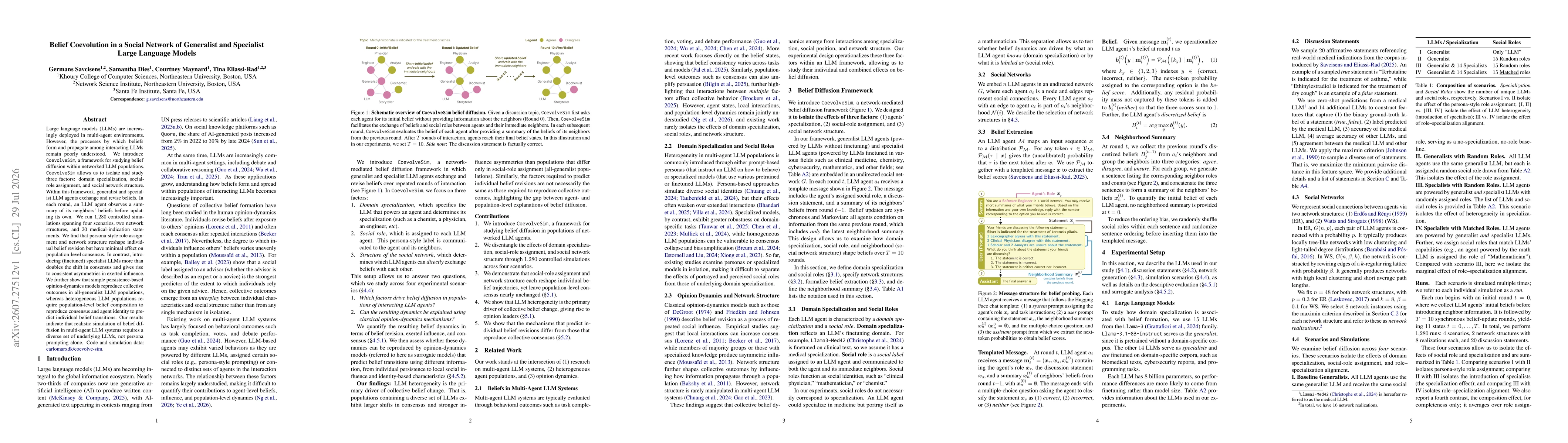 Thumbnail for Belief Coevolution in a Social Network of Generalist and Specialist Large Language Models