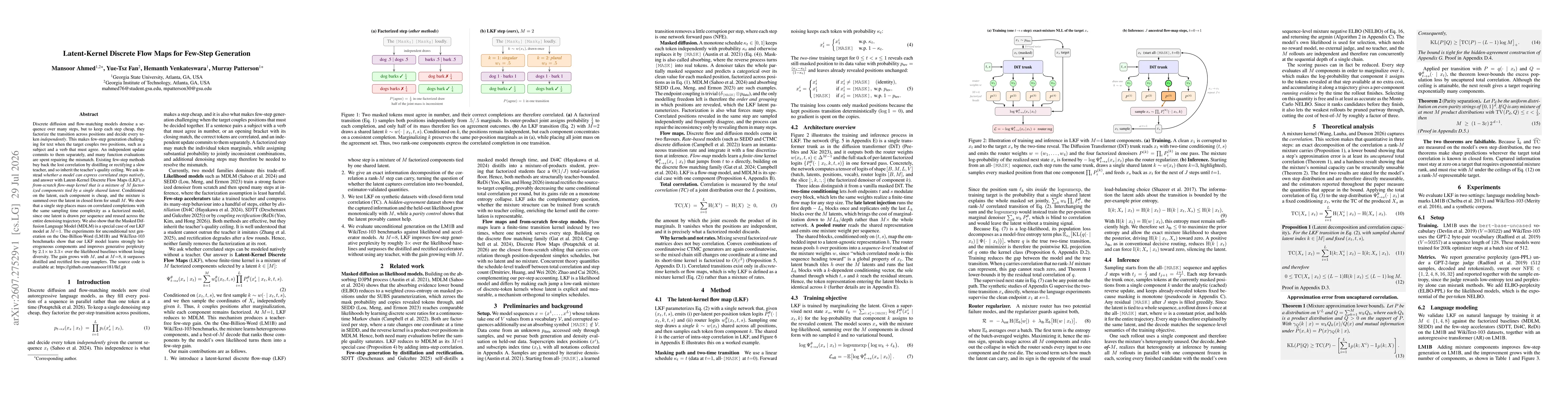 Thumbnail for Latent-Kernel Discrete Flow Maps for Few-Step Generation
