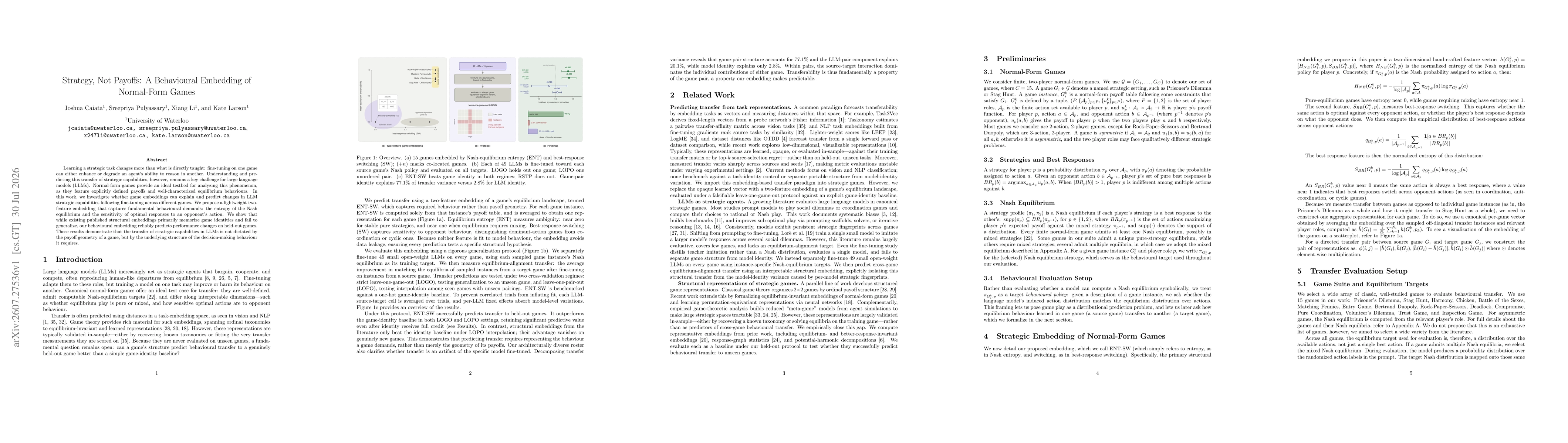 Thumbnail for Strategy, Not Payoffs: A Behavioural Embedding of Normal-Form Games