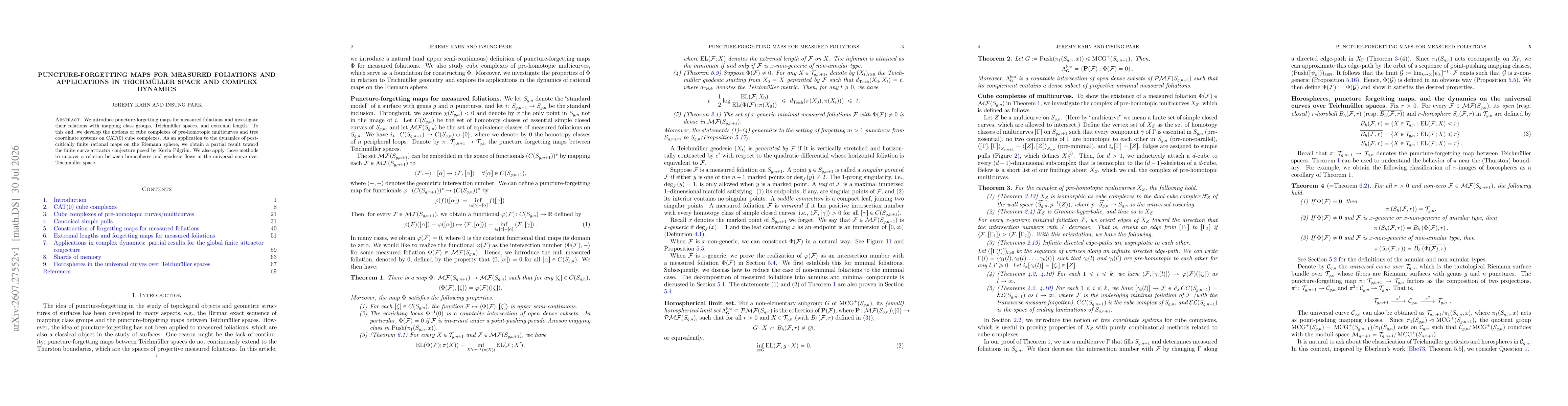 Thumbnail for Puncture-Forgetting Maps for Measured Foliations and Applications in Teichmüller Space and Complex Dynamics