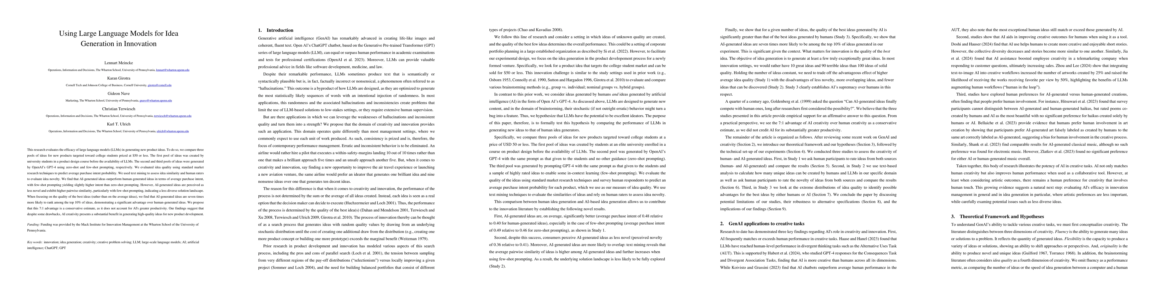 Thumbnail for Using Large Language Models for Idea Generation in Innovation