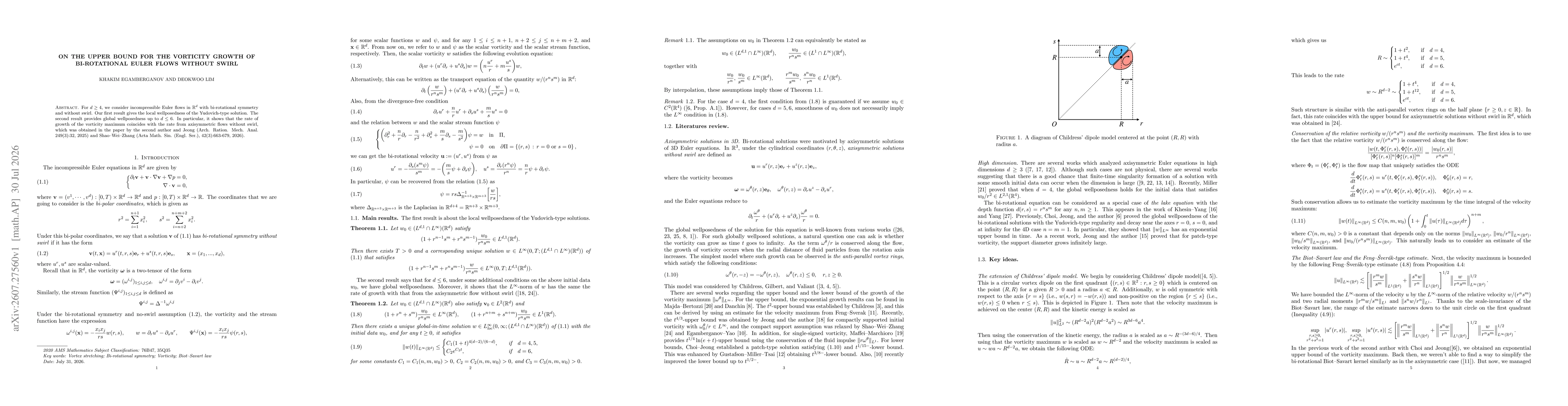 Thumbnail for On the upper bound for the vorticity growth of bi-rotational Euler flows without swirl