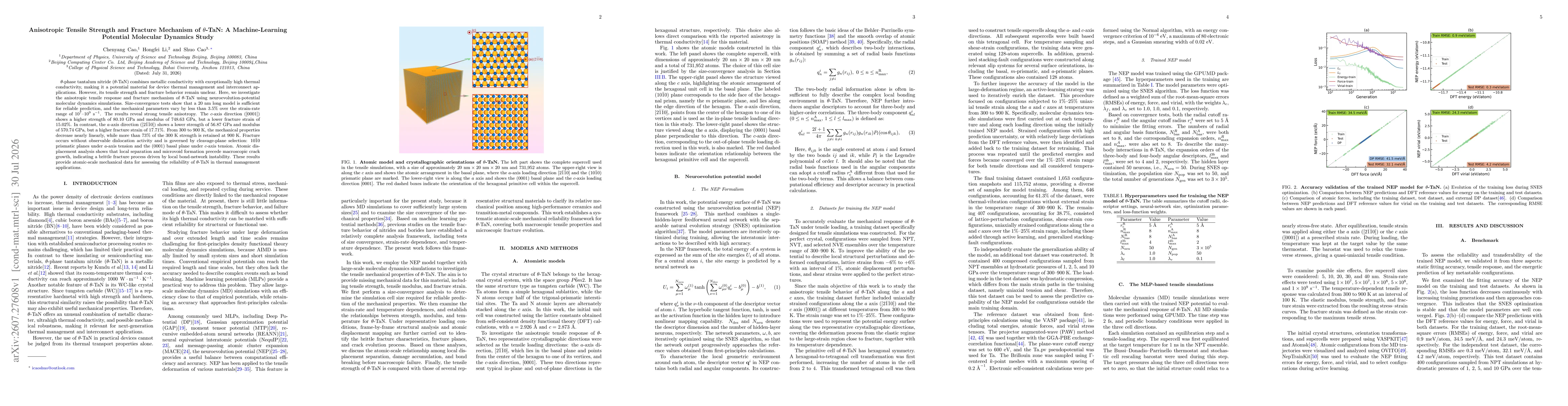 Thumbnail for Anisotropic Tensile Strength and Fracture Mechanism of $θ$-TaN: A Machine-Learning Potential Molecular Dynamics Study