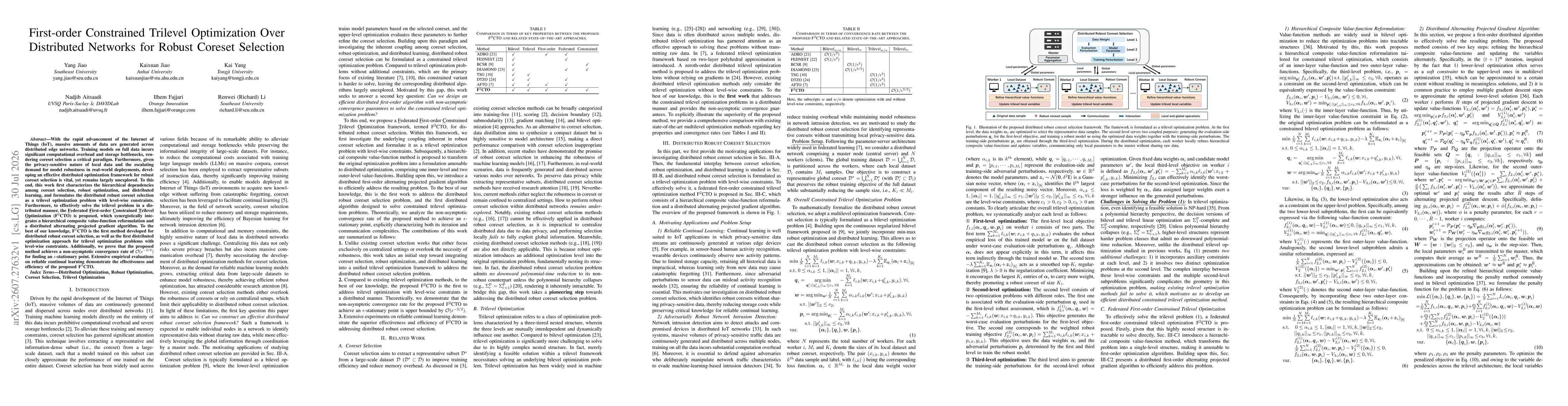 Thumbnail for First-order Constrained Trilevel Optimization Over Distributed Networks for Robust Coreset Selection