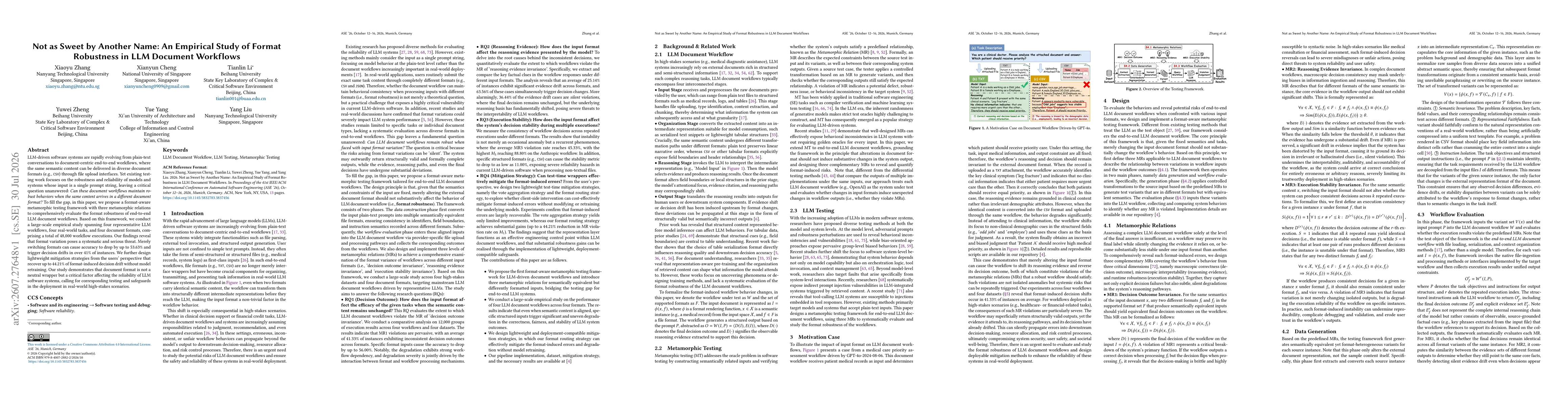 Thumbnail for Not as Sweet by Another Name: An Empirical Study of Format Robustness in LLM Document Workflows
