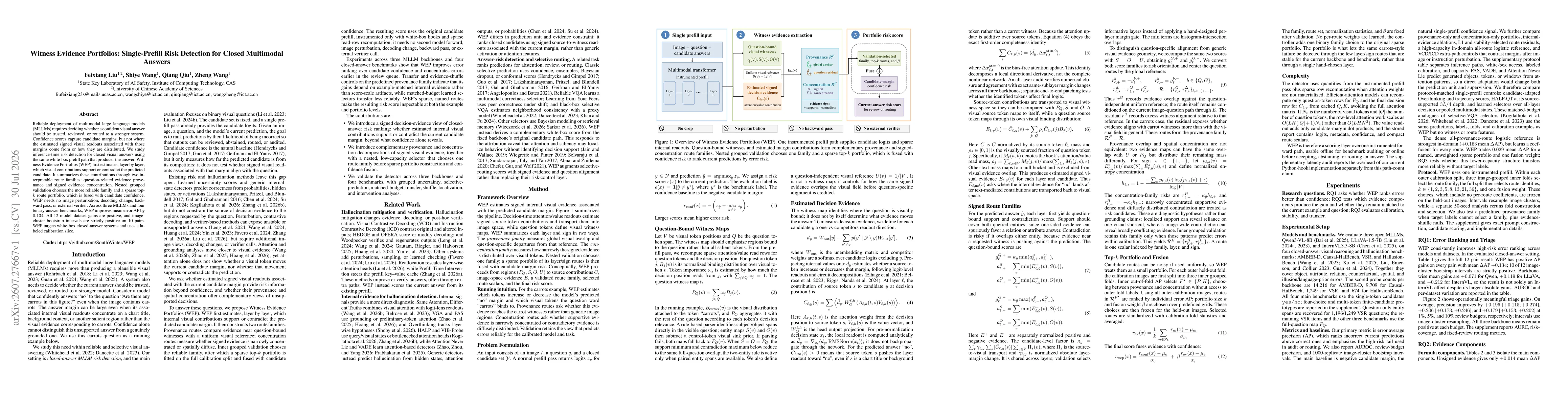 Thumbnail for Witness Evidence Portfolios: Single-Prefill Risk Detection for Closed Multimodal Answers