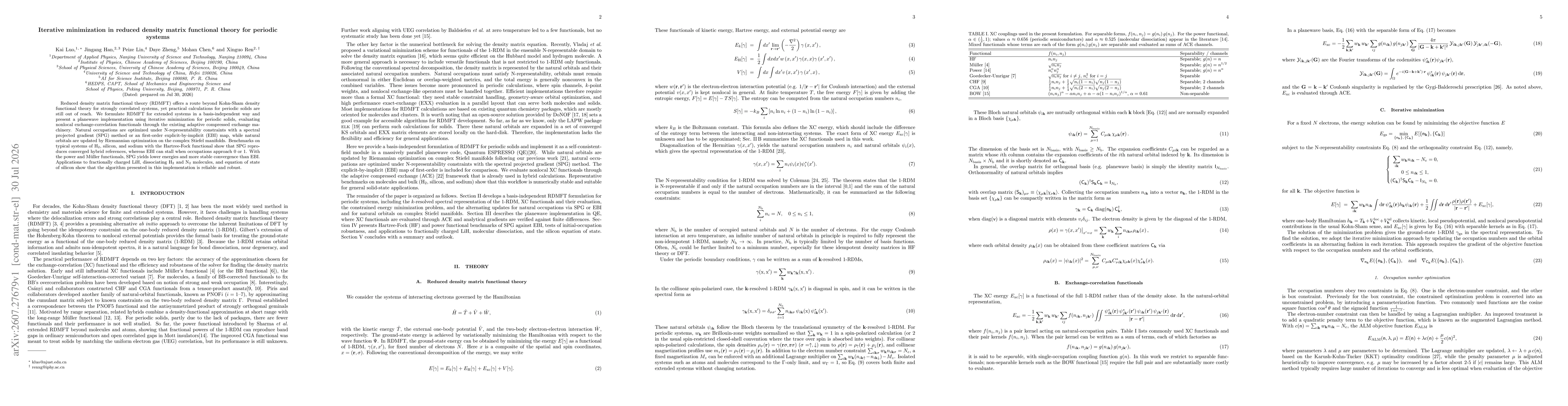 Thumbnail for Iterative minimization in reduced density matrix functional theory for periodic systems
