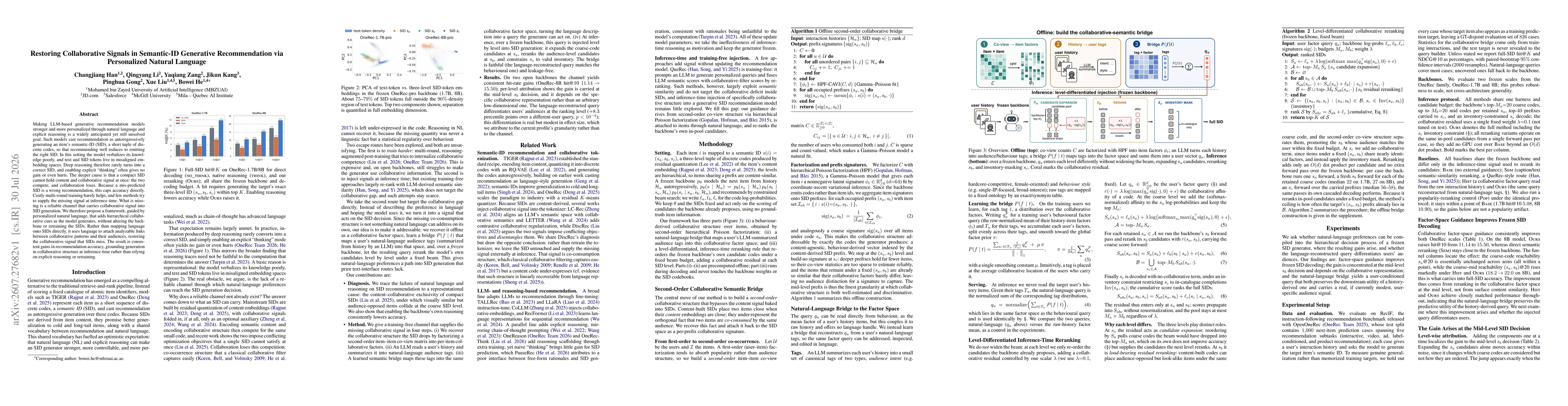 Thumbnail for Restoring Collaborative Signals in Semantic-ID Generative Recommendation via Personalized Natural Language