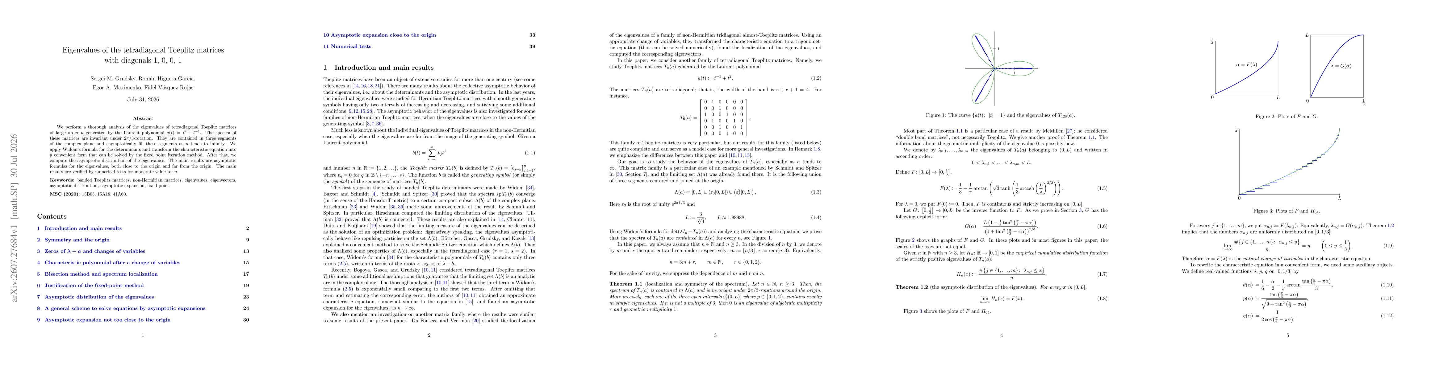 Thumbnail for Eigenvalues of the tetradiagonal Toeplitz matrices with diagonals 1, 0, 0, 1