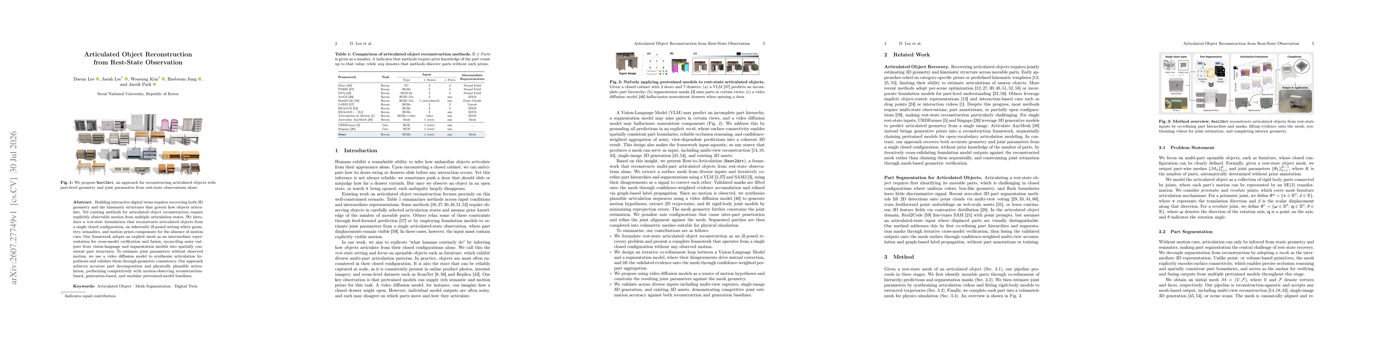 Thumbnail for Articulated Object Reconstruction from Rest-State Observation