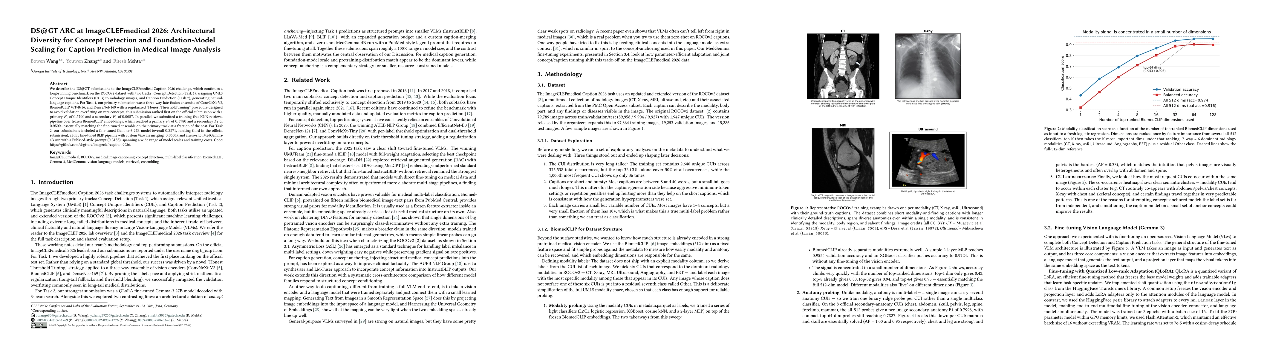 Thumbnail for DS@GT ARC at ImageCLEFmedical 2026: Architectural Diversity for Concept Detection and Foundation-Model Scaling for Caption Prediction in Medical Image Analysis